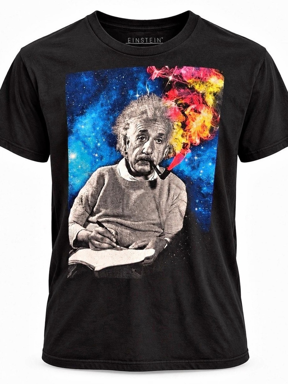 Einstein Albert Einstein Galaxy Pipe Smoker Graphic T-Shirt Albert Galaxy Pipe